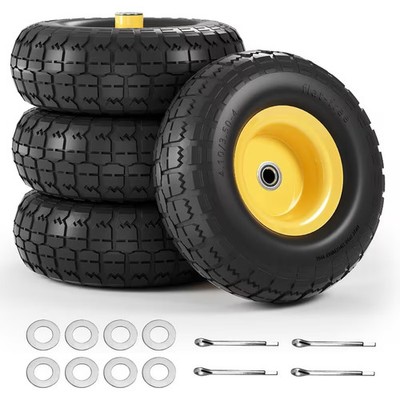 4.10/3.50-4 Tire and Dolly Wheel Flat Free Solid Rubber Hand Truck Wheels 10 In