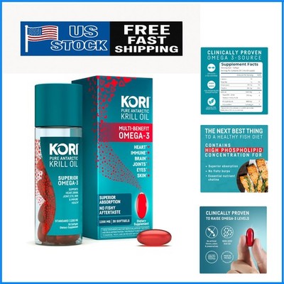 30 Count Antarctic Krill Oil Softgels - Natural Omega-3 with EPA & DHA Benefits