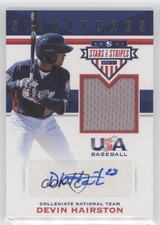 2017 USA Baseball Stars & Stripes and Signatures Jersey Devin Hairston Auto 0n8