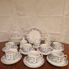 Fena Porzellan Kaffeeservice Indisch Blau Strohblume Porzellan 27 Tlg.