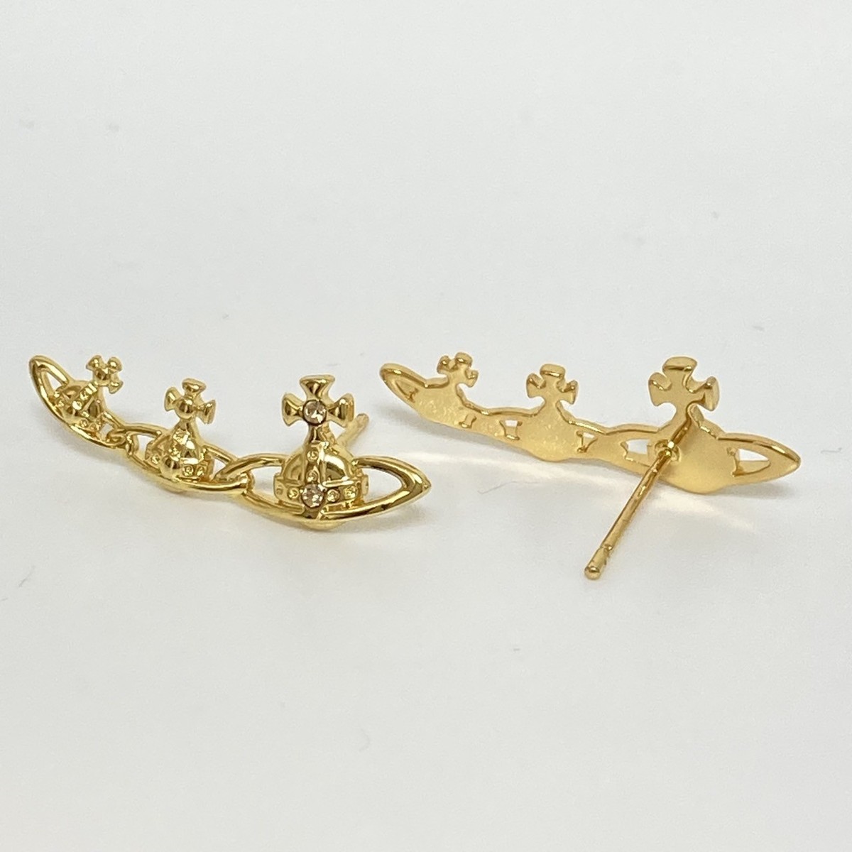 Vivienne Westwood Earrings Candy Triple Orb Gold 2.3cm w/Pouch NO