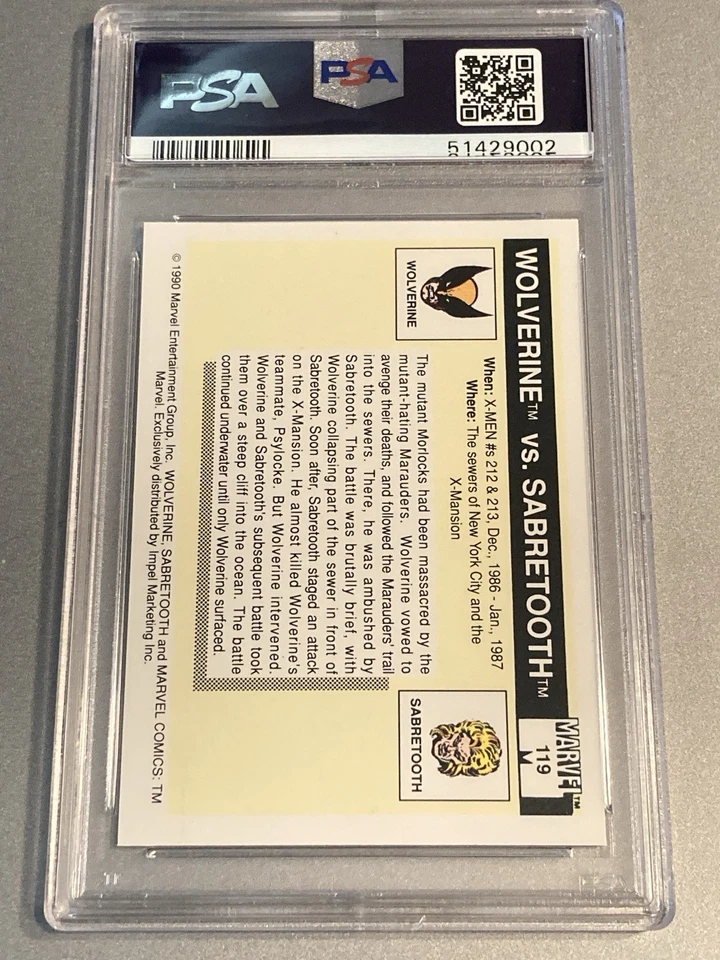 1990 Marvel Universe Wolverine Vs Sabretooth PSA 10 GEM MINT # 119 - Image 2 of 3