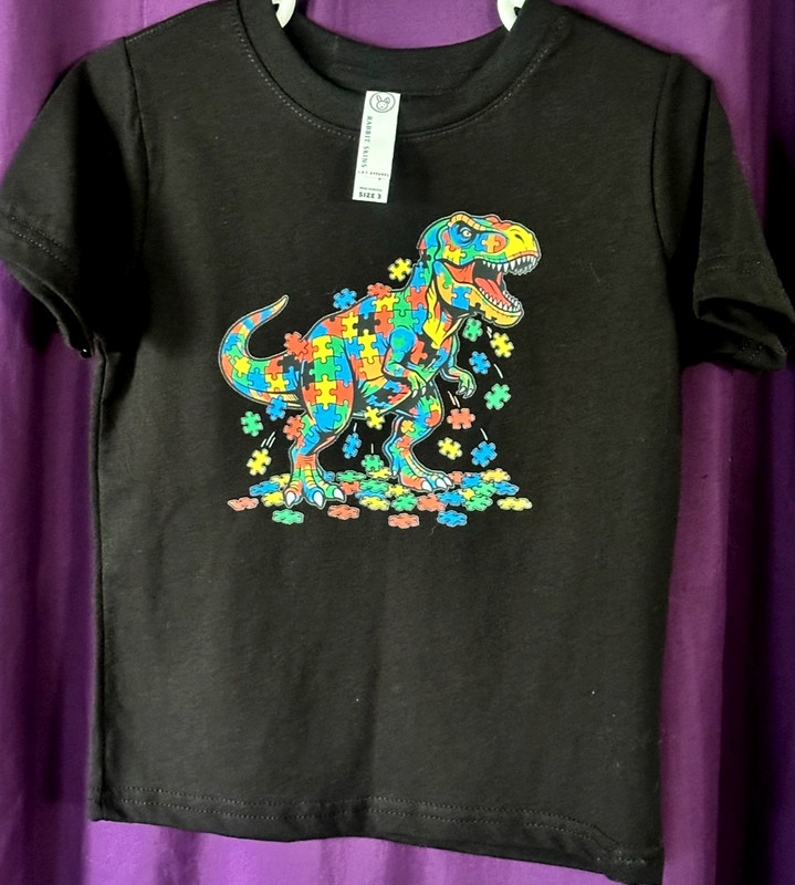 Toddler Dinosaur 3T AUTISM IS MY SUPERPOWER T Shirt Black Rabbit Skins NWT