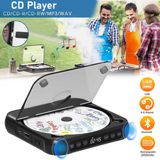 Portable CD Player Bluetooth Speaker Rechargeable Stereo Player for Home Travel