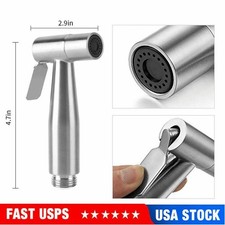 Stainless Steel Handheld Bidet Spray Shower Head Shattaf Toilet Bathroom Silver