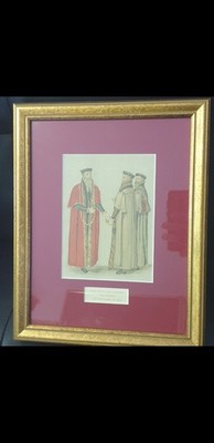 1892 Oberbürgermeister und Stadtrat historischer Farbdruck elisabethanische Ära 10x12,5 gerahmt