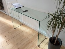 Clear Safety Tempered Glass Console Table 110cm x 35cm x 75cm