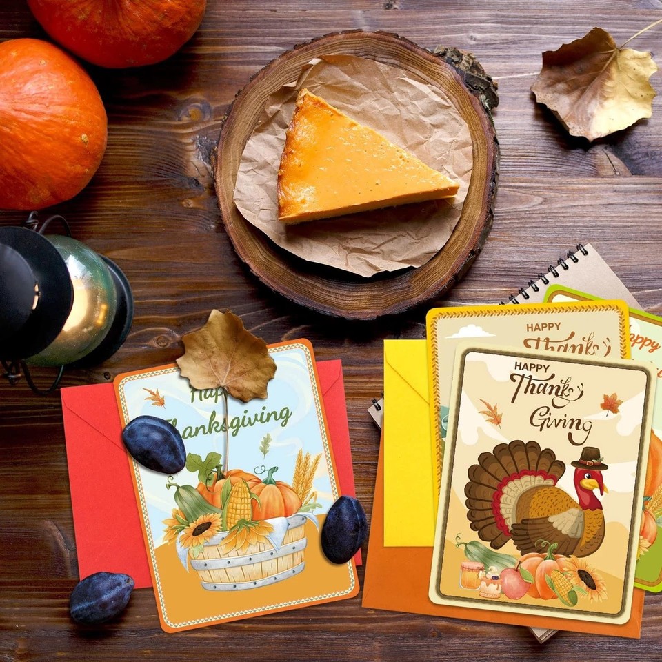 Thanksgiving Greeting Cards with Envelopes 24pcs Watercolor ...