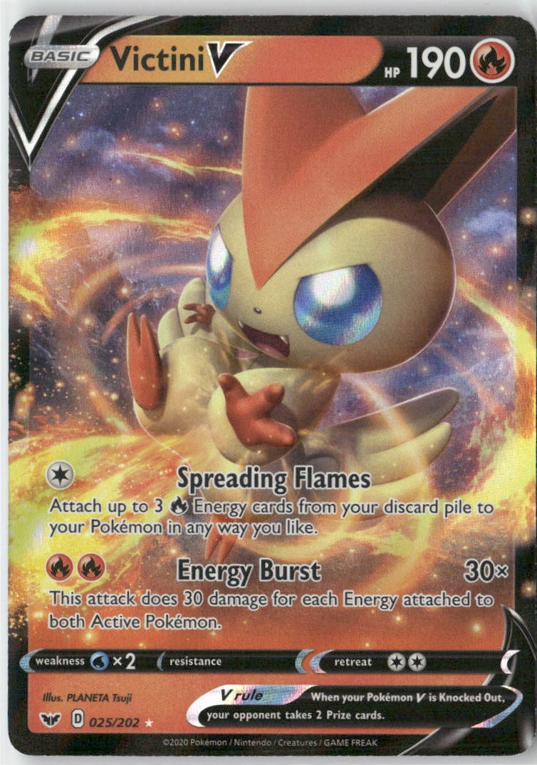 Victini V 025/202 Holo V Rare Sword & Shield Pokemon Near Mint