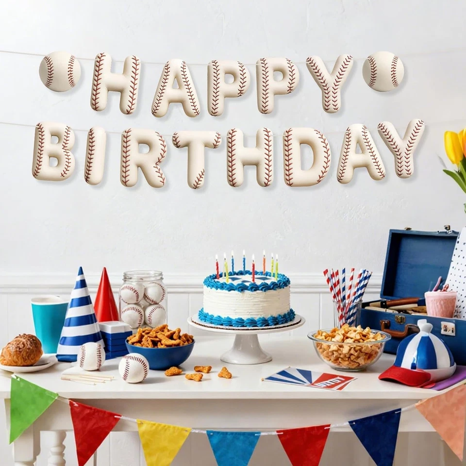 Banner de Cumpleaños Deportivo, Tema Deportivo 3D Feliz Cumpleaños Banner Decoración Divertido Balón Foto 4 de 4