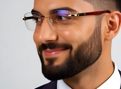 Fashion Men Wood Clear Lens Small Gold Frame Buffs Eye Wear Shades Sunglasses