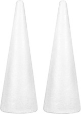 2 Pcs Foam Cones for DIY Crafts, 4.1 X 15.7 Inch White Polystyrene Christmas Tre