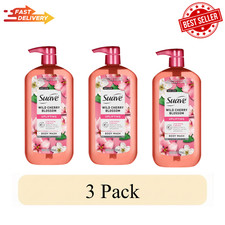 3-Pack Suave Wild Cherry Blossom Body Wash 30 fl oz Pump Bottle Moisturizing 0.53 per gallon