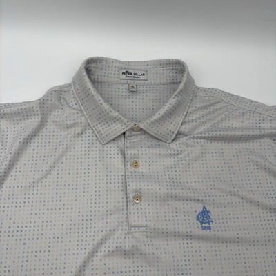 Peter Millar Word Search Polo Mens XL Gray Blue Performance READ STAIN