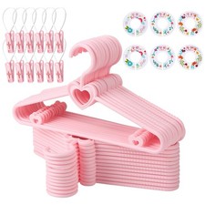 Pink Heart Baby Hangers Plastic Clothes Hangers Clips Non-Slip Infant 50 PCS