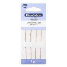 Beadalon Collapsible Eye Beading Needles - 2.5 Inches, Extra Heavy, 4 silver