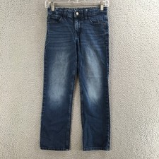 Cat  Jack Jeans Youth 12 Straight Stretch Mid Rise Zip Fly Cotton Blend Blue