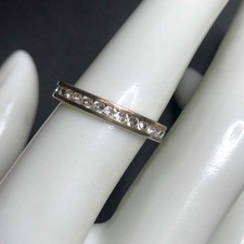 6777 Vermeil Gold over sterling 925 signed M 925 CZ eternity band ring sz 7 1.7g