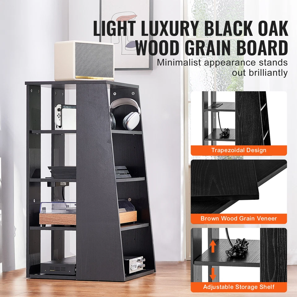 Soporte para medios AV de 5 niveles ajustable en altura soporte para medios de audio y video de madera Foto 3 de 4