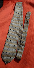 Vintage CLAIBORNE 100 Silk Neck Tie Blue Brown Diamond 4  X 59  Made USA Gift