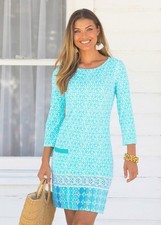 Cabana Life Coastal Cottage Mini Shift Dress LARGE 10-12 UPF 50 NWT 138 Blue