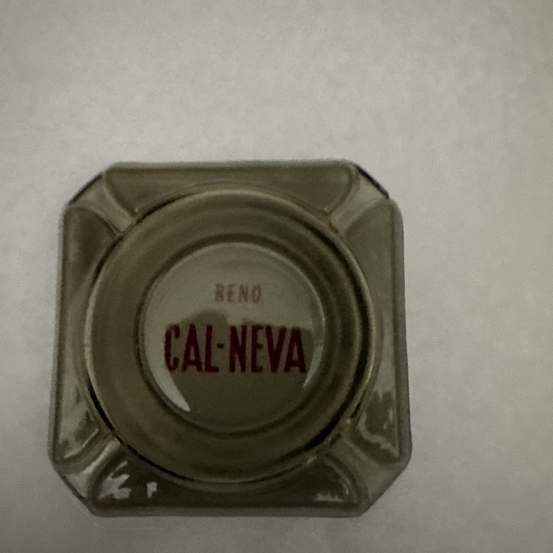 3 3/4" X 3 3/4" Smokey Glass USA Collectors Rare Reno Cal-Neva Ashtray