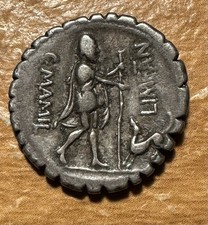 Roman Republic Mamilius Limetanus AR Denarius Odysseus Argus Dog 82 BC