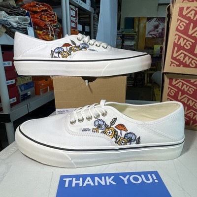 Sz 10 Men s - Vans Authentic Vr3 Marshmallow Floral Embroidered Mushroom Flower
