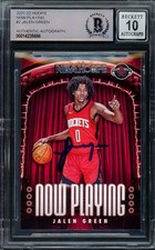 Jalen Green Signed 2021-22 NBA Hoops Now Playing RC 2 Rockets Auto 10 Beckett