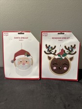 Reindeer  Santa Embroidery Kit Picture, Holiday Style Christmas, 2 Kits
