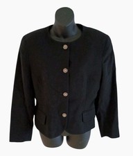 Christian Dior the Suit Blazer Jacket 4 Button Black Size 8 Made USA 100 Wool
