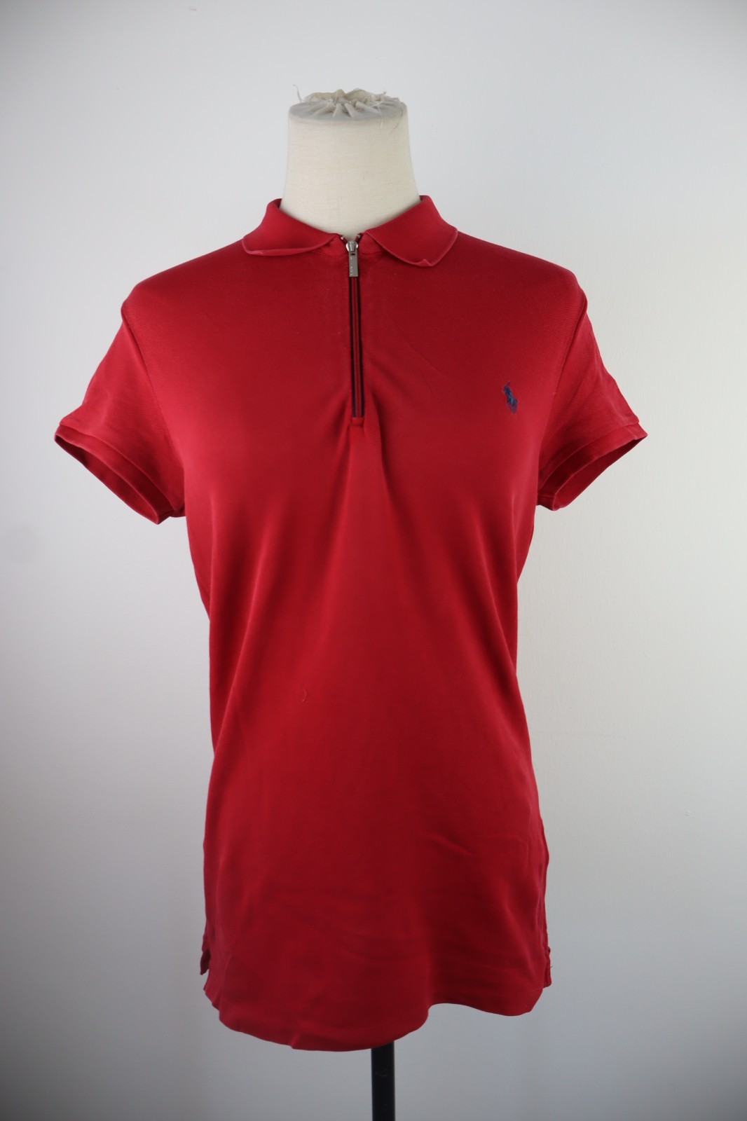 Ralph Lauren Golf Women Cotton Polo Shirt Zip Vintage Red, Size M