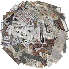 120 Pieces Vintage Scrapbook Washi Stickers Antique Decorative Planner Clear 