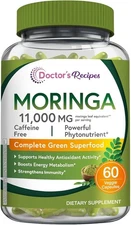 Doctor's Recipes Moringa 11,000 mg Strength, Complete Green Superfood, Natural