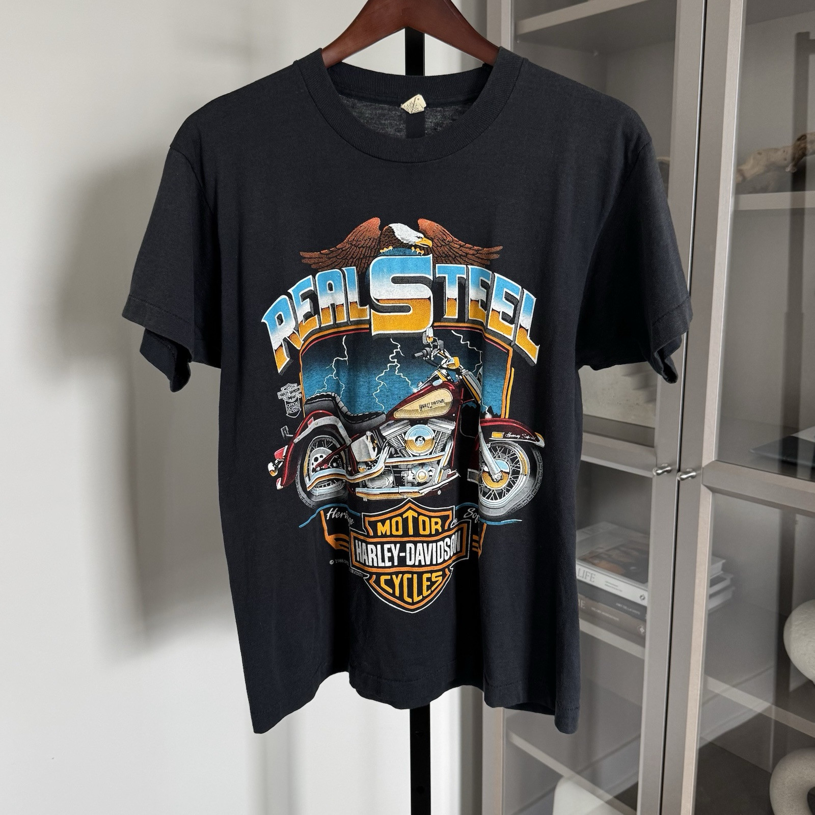 VTG Harley Davidson 1988 Real Steel Heritage Softail Black Tee