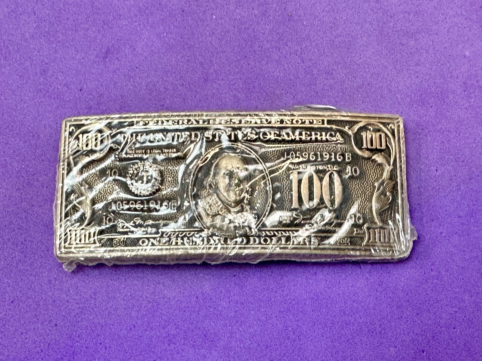 100 Dollar Bill Benjamin Solid Brass Nos Belt Buc… - image 16
