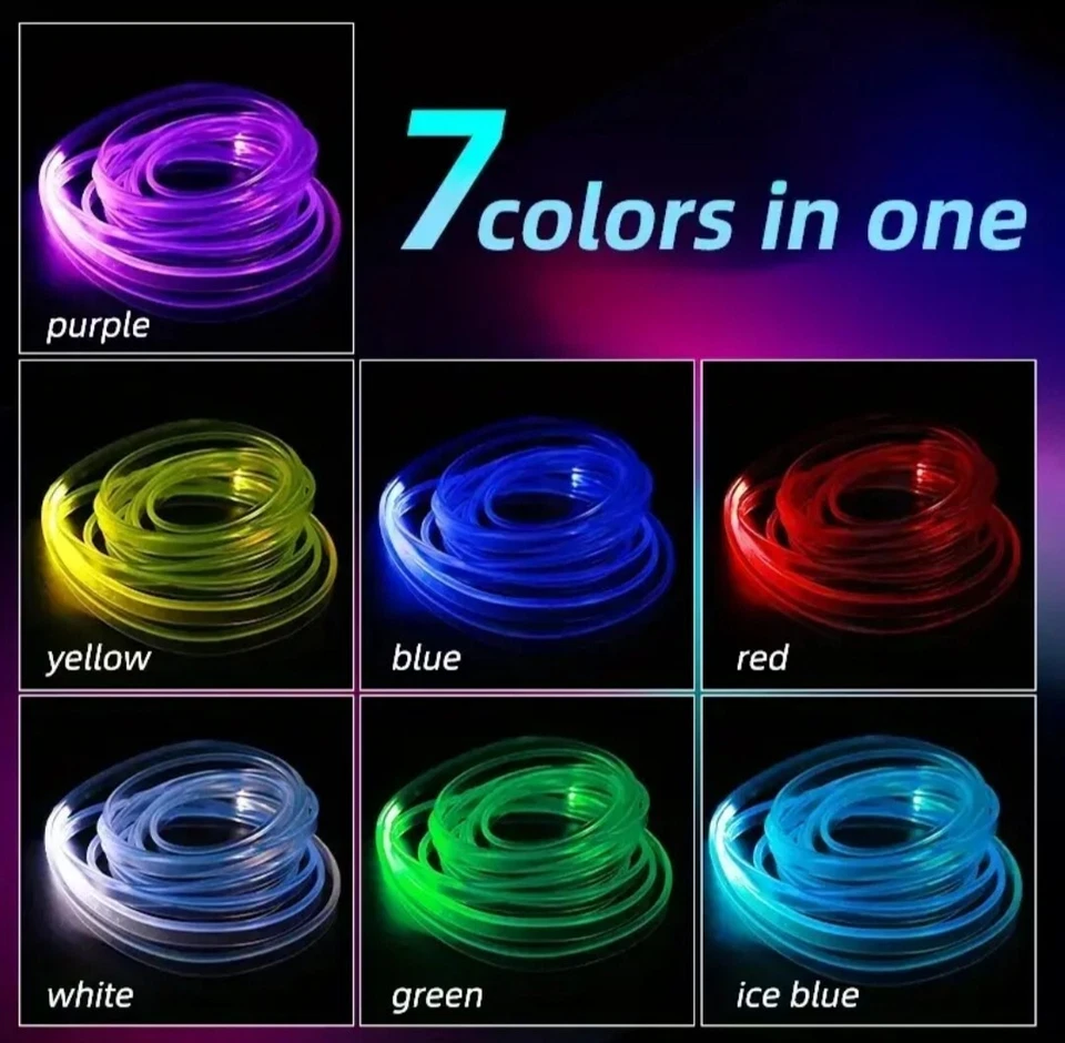 STRISCIA INTERNI AUTO 4M LED RGB LUCI NEON ATMOSFERA AMBIENTE FIBRA OTTICA USB - Immagine 4 di 4