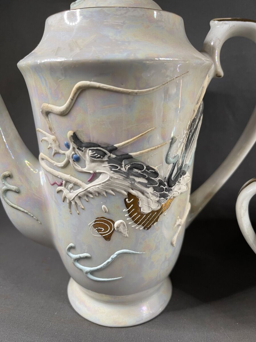 Moriage Dragonware Tea Set Teapot Creamer Sugar Cup Saucer