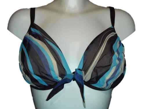 Top de bikini Fantasie Skye marrón y azul con aros para balcón o cuello halter - Imagen 3 de 3