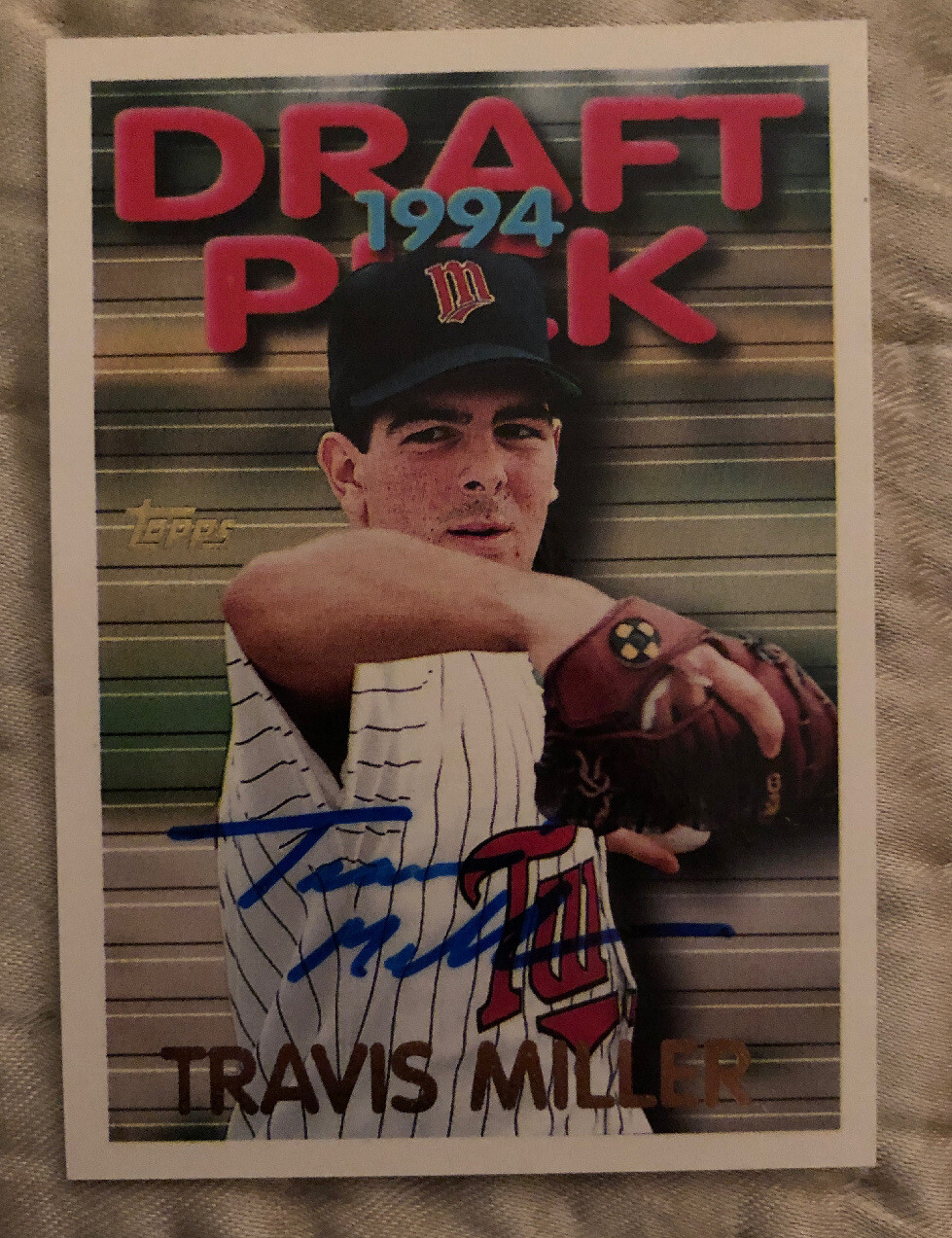 TRAVIS MILLER 1995 TOPPS ROOKIE DRAFT PICK AUTOGRAPHED SIGNED AUTO 194 TWINS