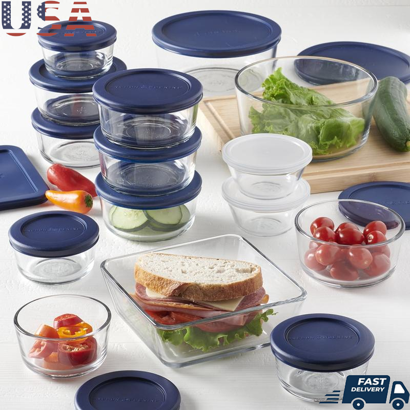 30-Piece Clear Glass Food Storage Set with Airtight Lids for Kitchen Organization