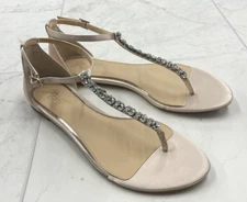 NIB Jewel Badgley Mischka Jewel Dafina Metallic Thong Size: 8.5