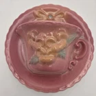Vtg Hull Pottery USA Sunglow 80 Tea Cup & Saucer Wall Pocket Yellow Pink Flowers
