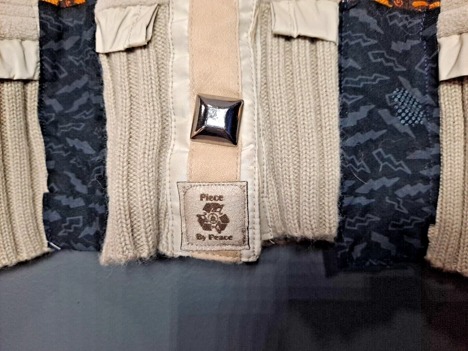 Винтажный зебра полоски сафари жилет с заклепками молнии женщин бежевый молнии аэродром - Изображение 4 из 4