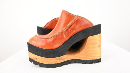 Vintage Destroy "Naranja" platform clogs in caramello/black size EU40/US9 - Picture 3 of 12