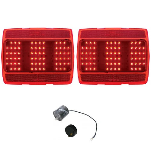 1964-1966 Ford Mustang Red Rear LED Tail Brake Light Lamp Lenses & Flasher Pair - Picture 1 of 8