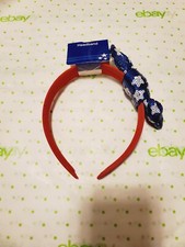 Celebrate Plastic With Mesh Patriotic Headband With Sequin Bow Red White Blue