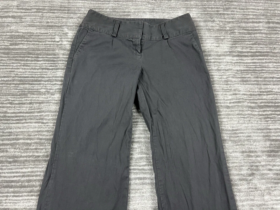 Elle Pants Womens 8 Gray Pleated Straight Cotton Blend Casual - Image 2 of 4