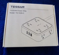 Tessan Power Strip TS 1026-C 5 Foot Flat Cord 8 Outlets and 3 USB Plug  (U3CL)