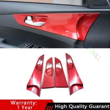 For Kia K3 Forte 2019-2024 Bright Red Car Inner Door Panel Decor Cover Trim 4PCS